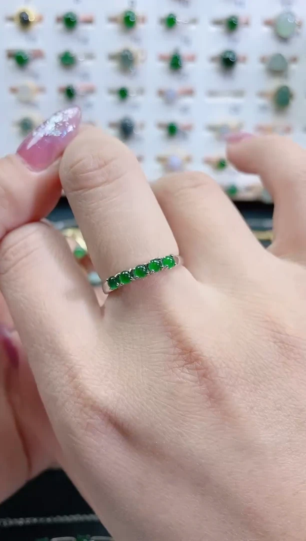 银S925镶嵌戒指翡翠天然翡翠