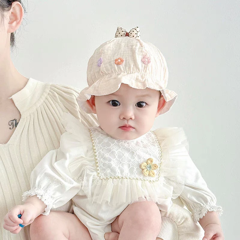 婴儿帽子春秋季洋气渔夫帽可爱超萌小月龄宝宝秋季纯棉护囟门胎帽