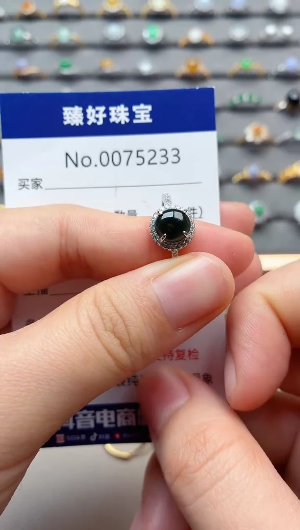 银S925镶嵌戒指翡翠1
