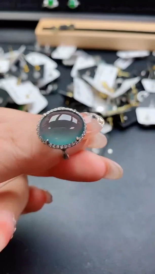 银S925镶嵌戒指翡翠1