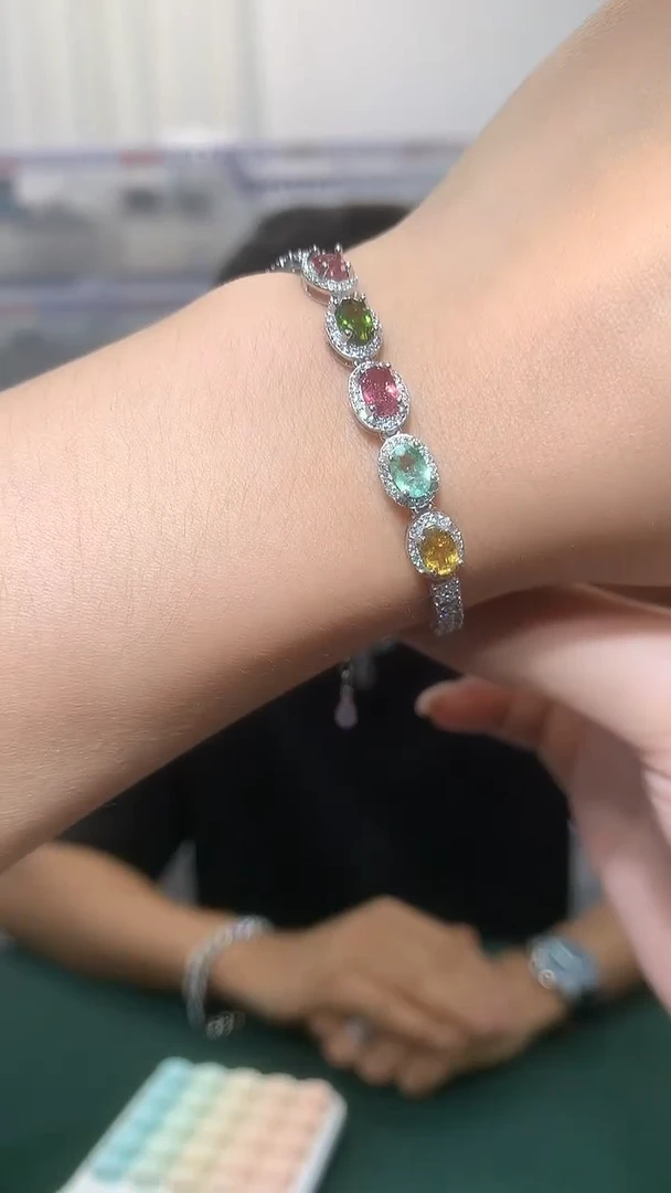 银S925镶嵌手链碧玺【宝石世家严选】