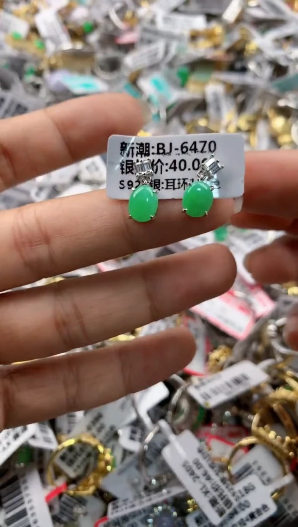 银S925镶嵌戒指翡翠101010----9