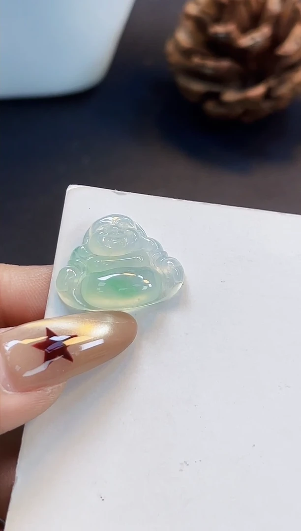 裸石翡翠XG高冰飘绿佛公15.8*20.7*5