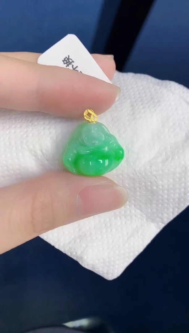 颈饰18K金镶嵌翡翠天然翡翠缅甸A货