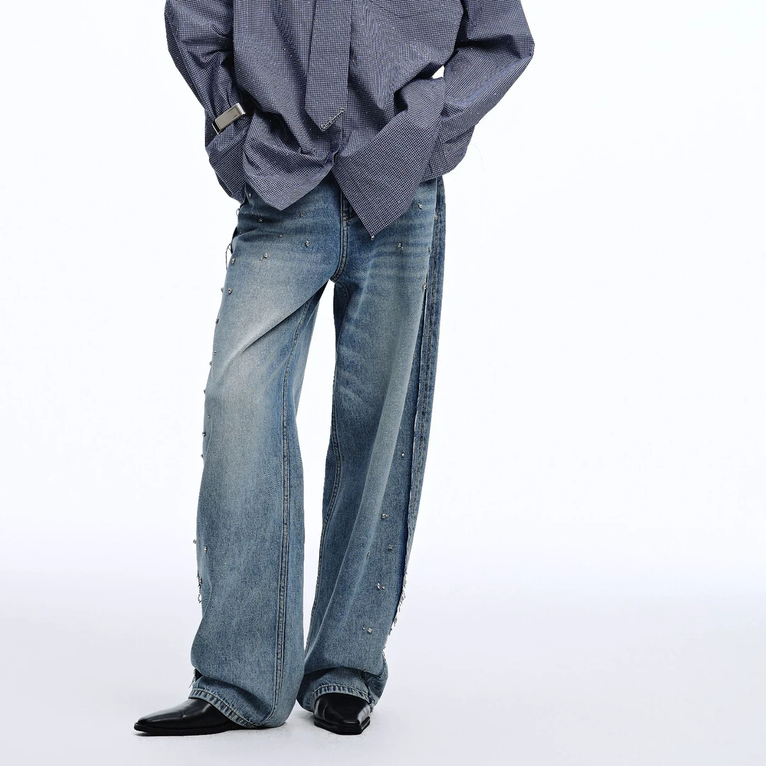 SOLSOL买手店ANNENONO设计师品牌25SS新品纯手工渐变钉钻牛仔长裤