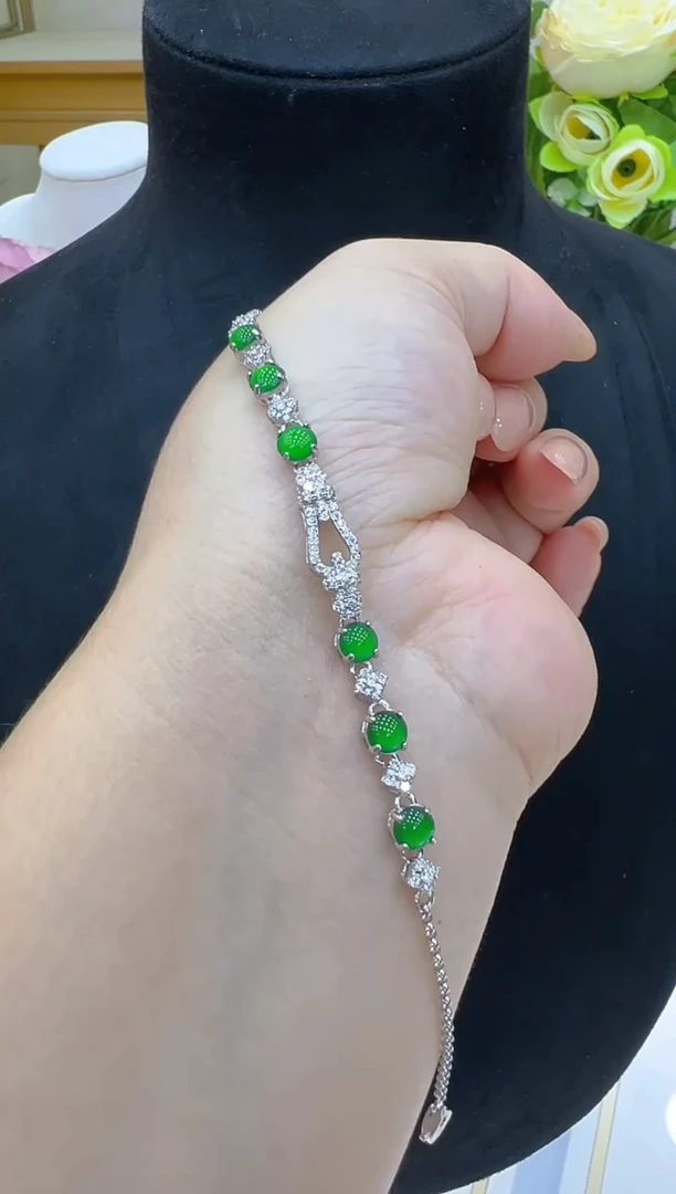 银S925镶嵌手链翡翠多样性团购发一件