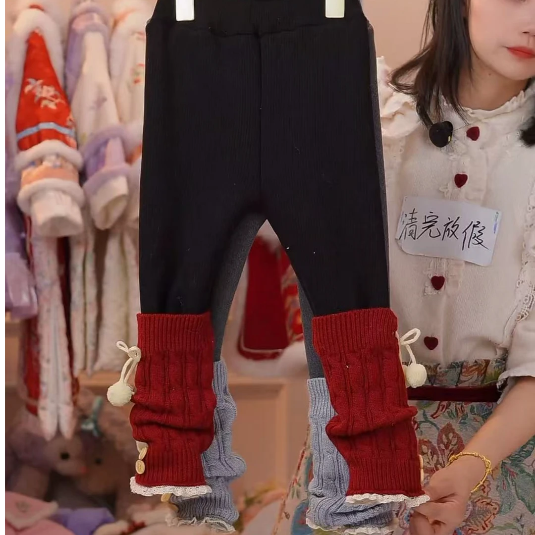 加绒加厚【韩系堆堆袜-打底裤】韩版女童秋冬加厚