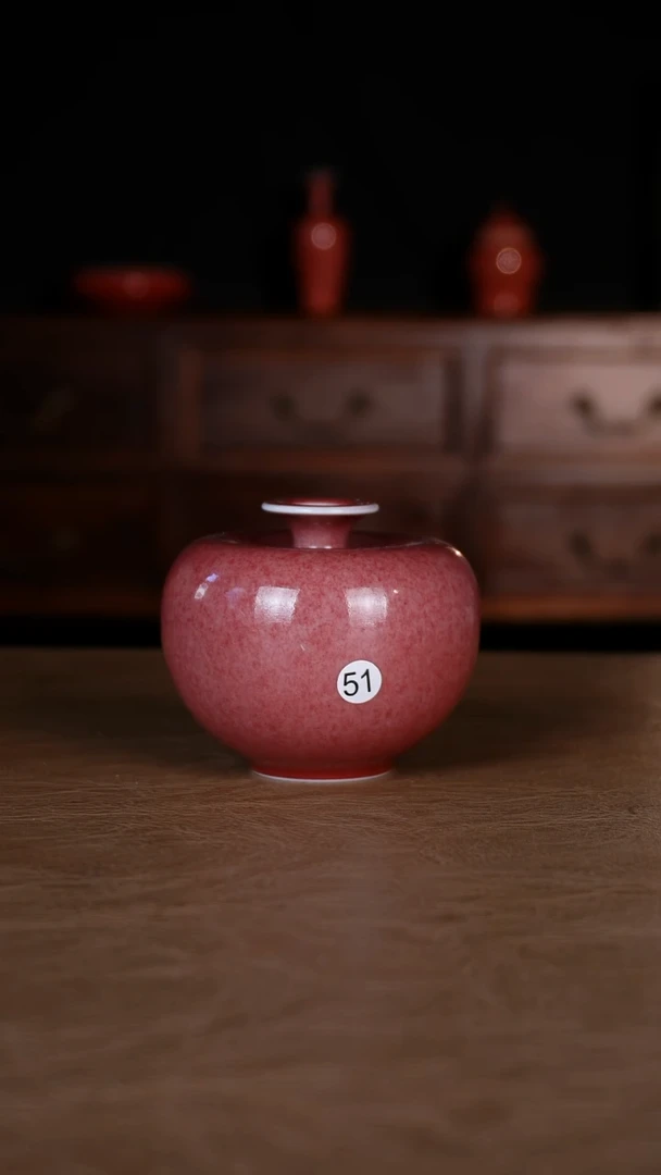 瓶景德镇豇豆红纯手工瓷器