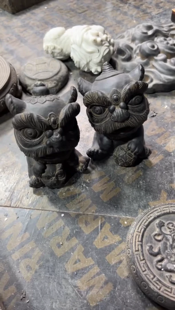 陶土【火山泥】瑞气盈门一对