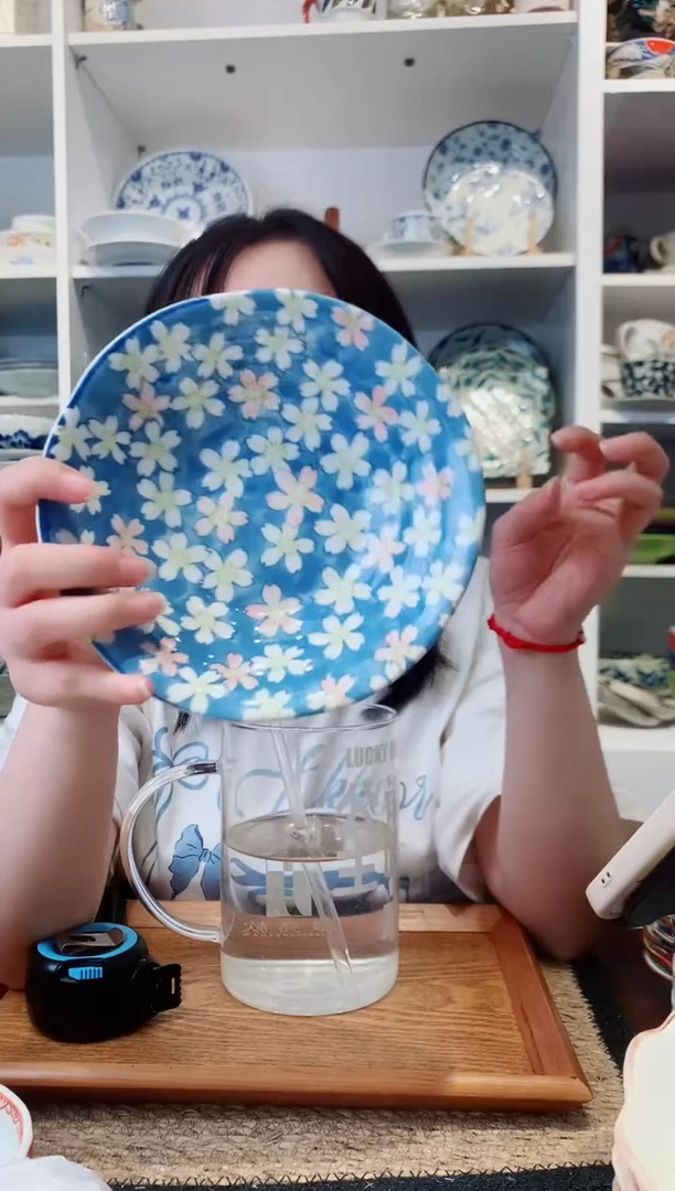 陶瓷【微瑕】蓝色樱花小深盘