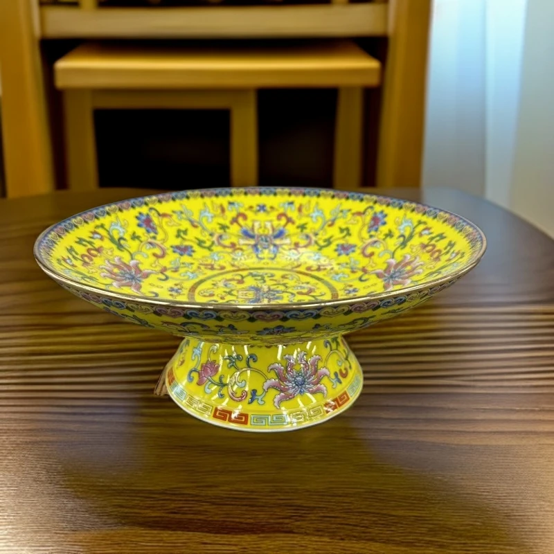 帝王黄缠枝莲不描金果盘-大号XD