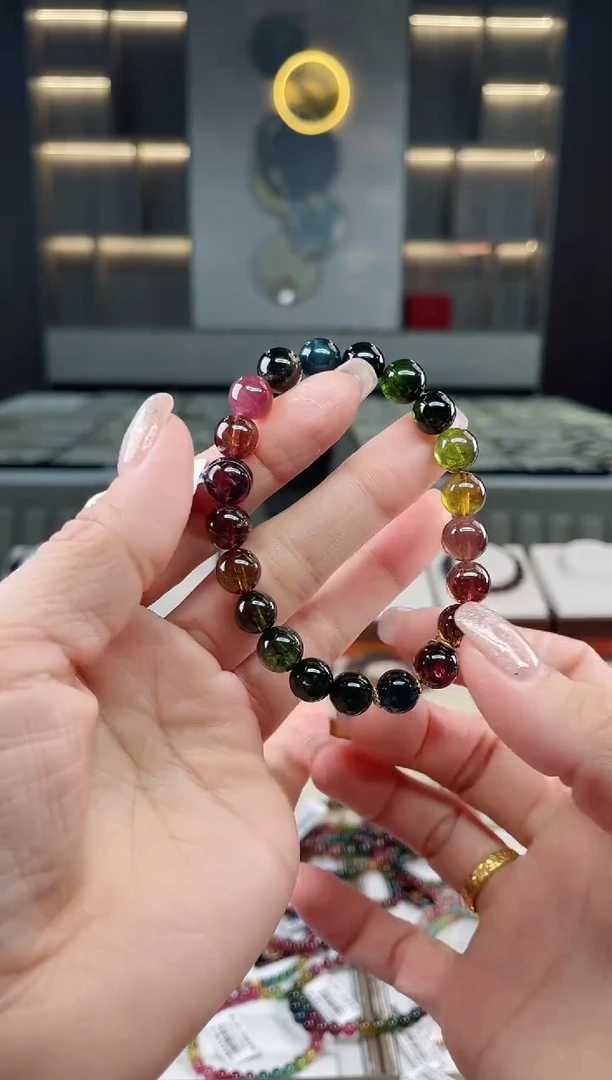 未镶嵌老矿碧玺单圈手串9mm+碧玺（多样性发一条）T