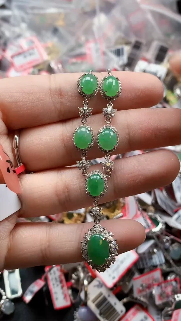 银S925镶嵌戒指翡翠天然A货缅甸翡翠