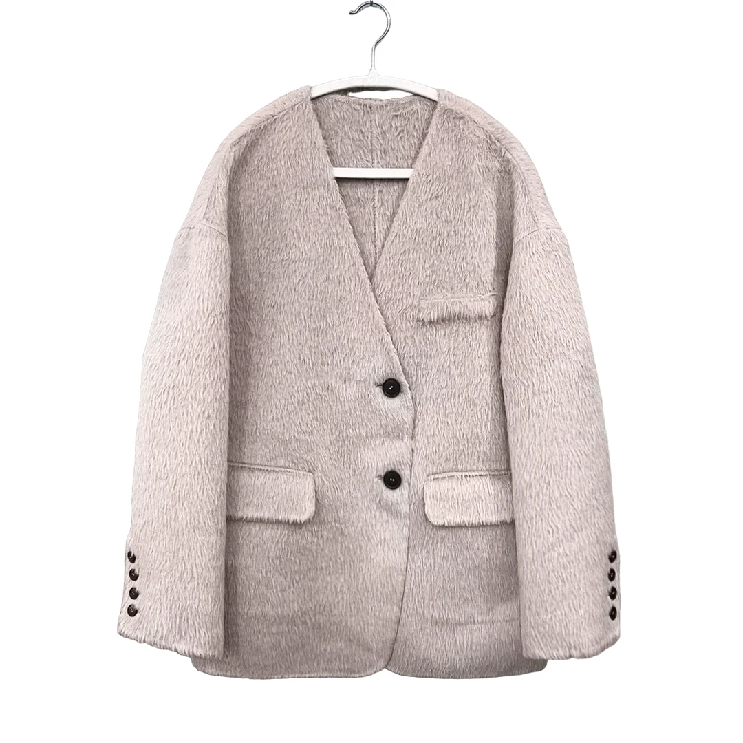 syna小众chic 苏力V领羊毛外套