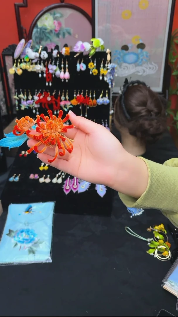 刺绣凤*非遗手工绒花饰品