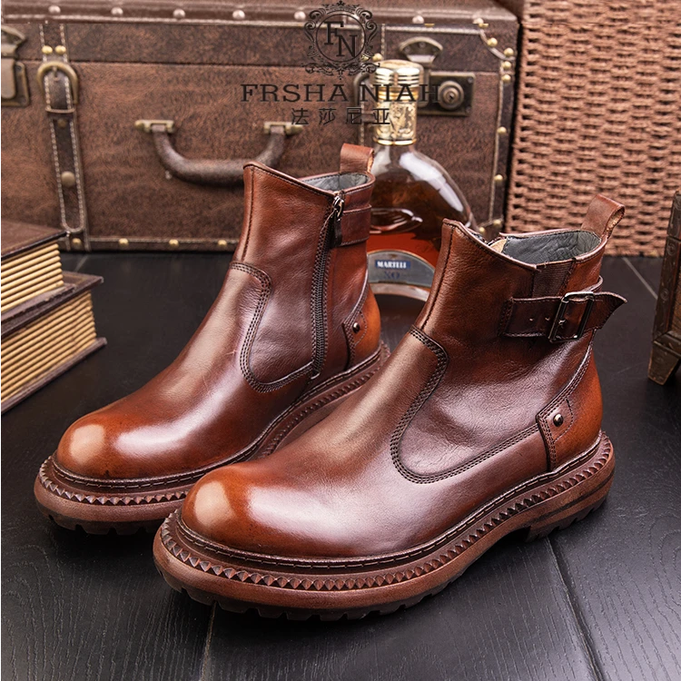 法莎尼亚正品新款痞帅马丁靴男款复古秋冬2025男真皮时尚短靴皮靴