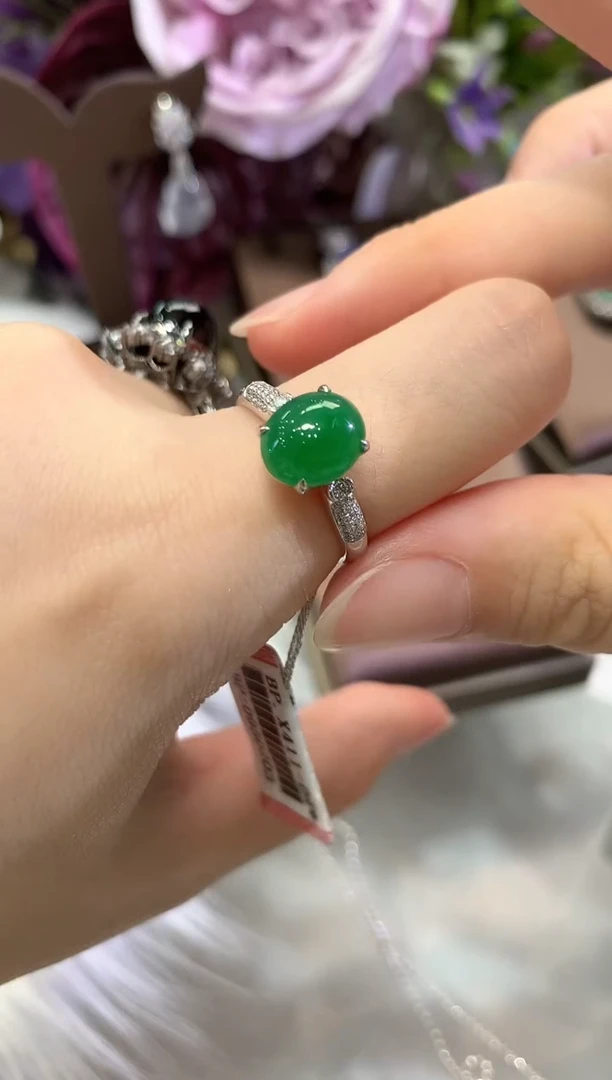 18K金镶嵌戒指翡翠春日珠宝 B86 多样性一件发