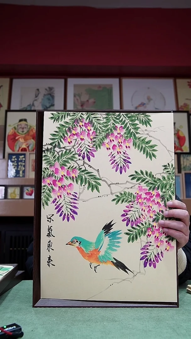 国画A3不落名绘画带框发货197