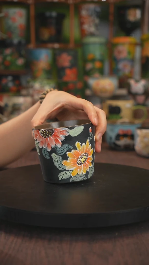 紫砂油画手绘釉下彩