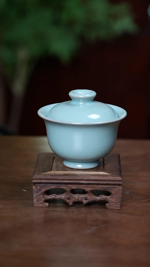 【闪购商品】L·宝丰宋官窑汝瓷元宝盖碗（二级无底款）