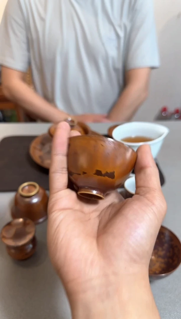 荣器 木首小鸡心杯