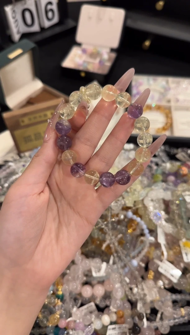 水晶手链合金紫黄x2098