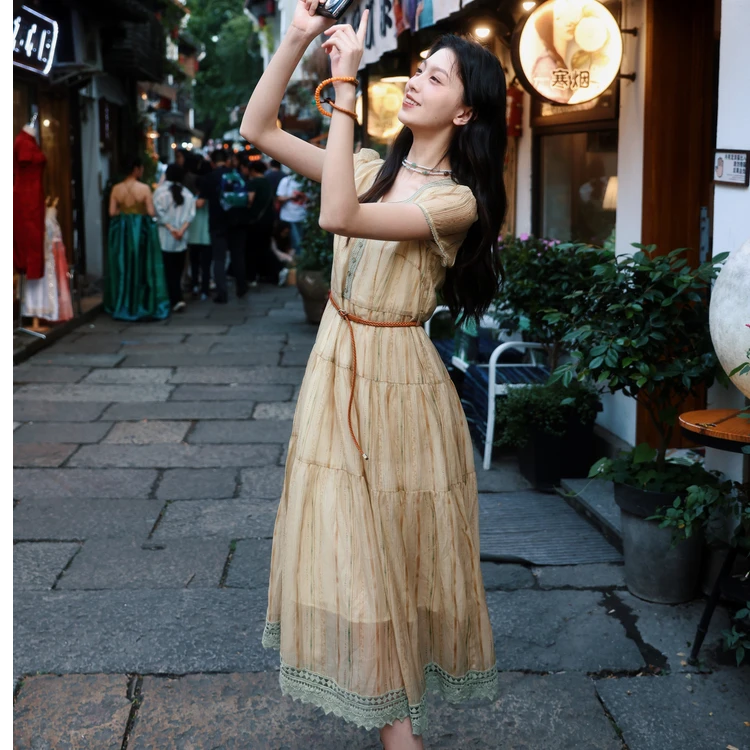 【商场同款】【情调文艺】菀草壹2025夏季新款连衣裙Q07720421