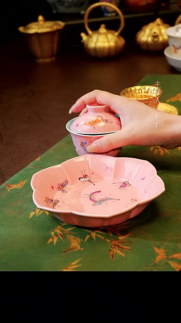 茶杯紫砂【宜景窑桃夭粉系列】壶承