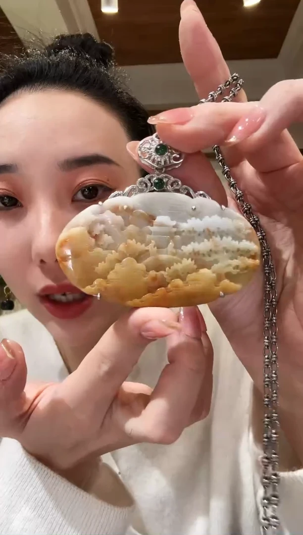 【闪购商品】翡翠颈饰银S925镶嵌国风