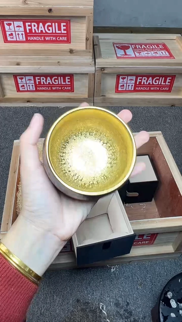 茶盏彩金 建窑建盏主人杯