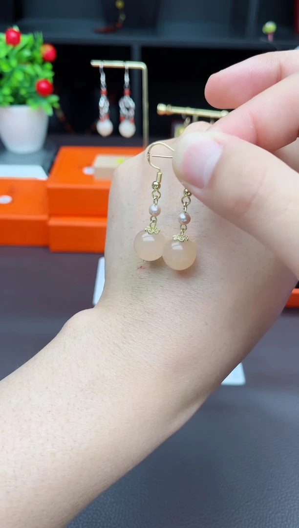 玛瑙/玉髓耳饰银S925镶嵌218000