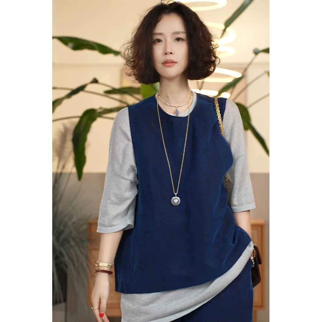 Y【叭哒不惑】夏蝉 桑蚕丝简约舒适夏季设计师无袖马甲百搭上衣