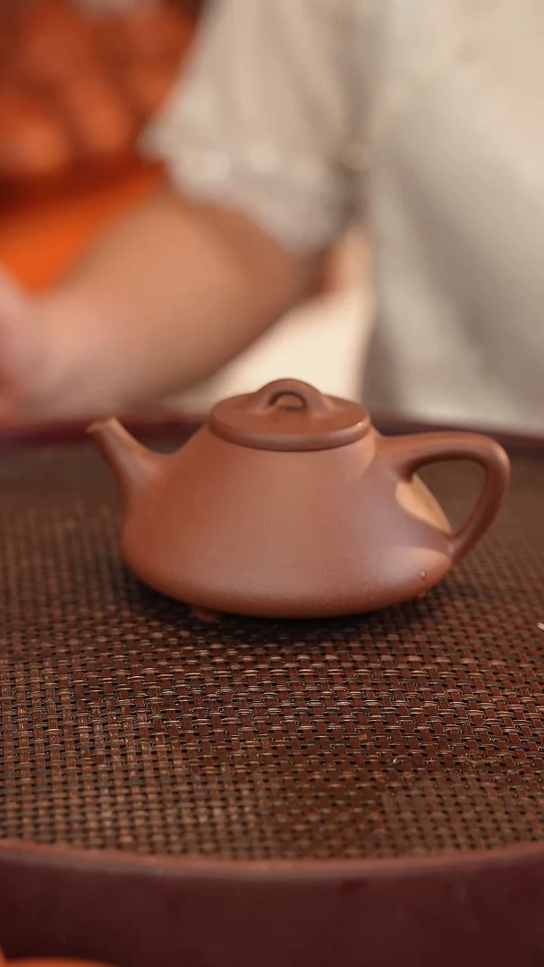 茶壶紫砂宽口 子冶石瓢 紫泥 半手工