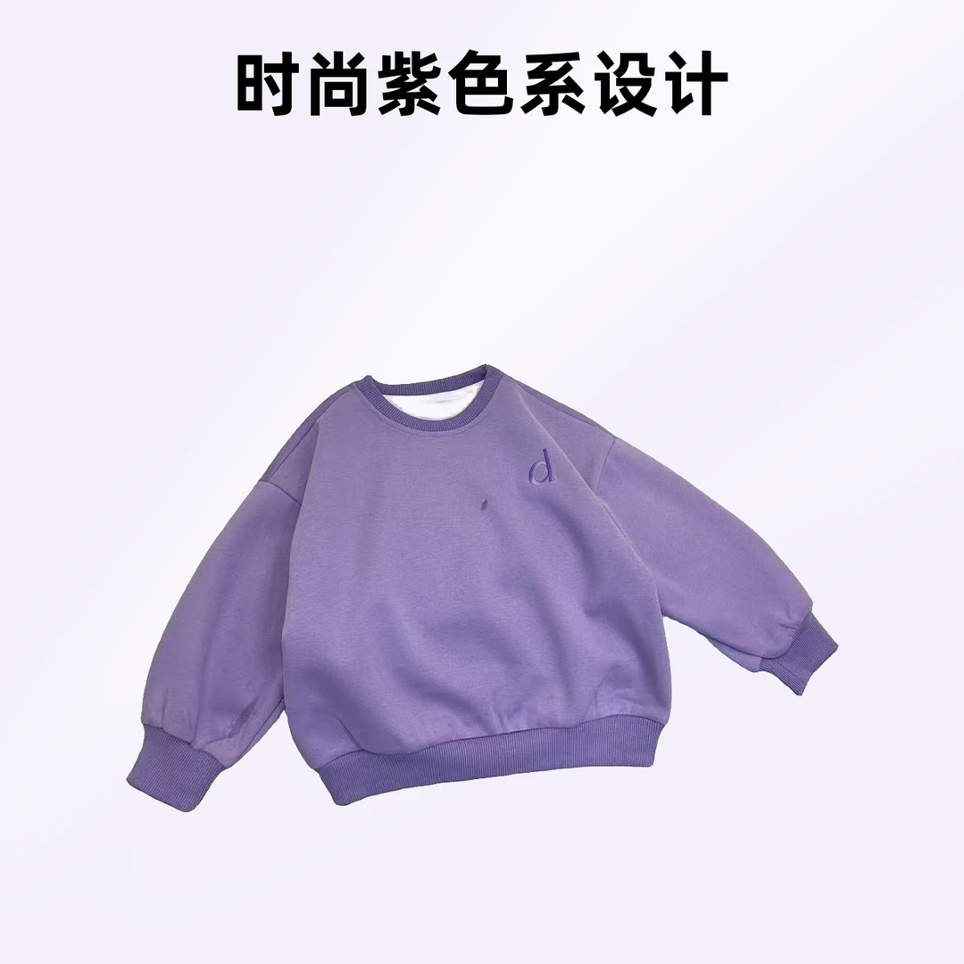 【现货】WY-2421中性时尚刺绣纯色休闲卫衣韩版套头