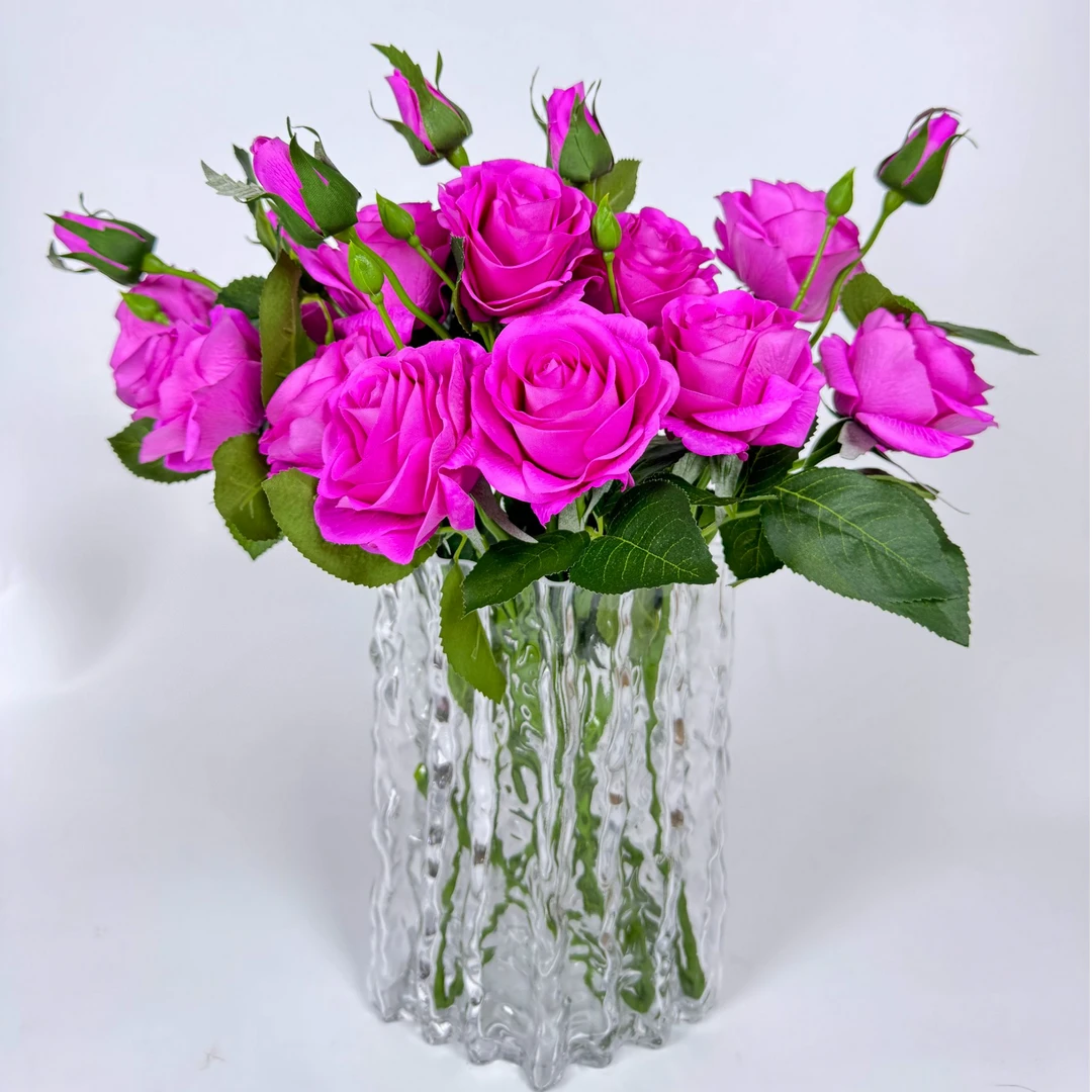 紫美人手感保湿玫瑰高级仿真花束客厅玄关餐厅书房卧室花艺摆件