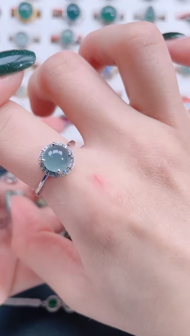 银S925镶嵌戒指翡翠天然翡翠