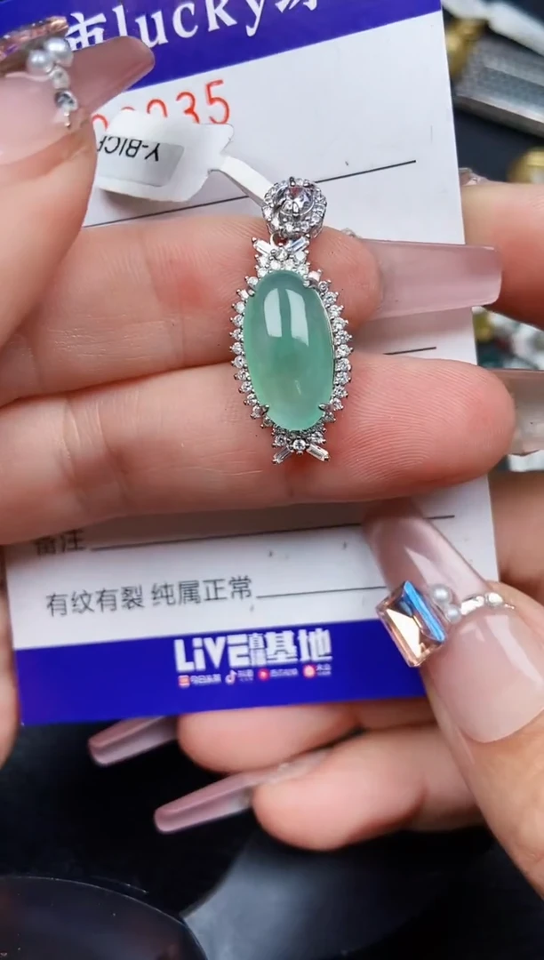 翡翠银S925镶嵌颈饰2035