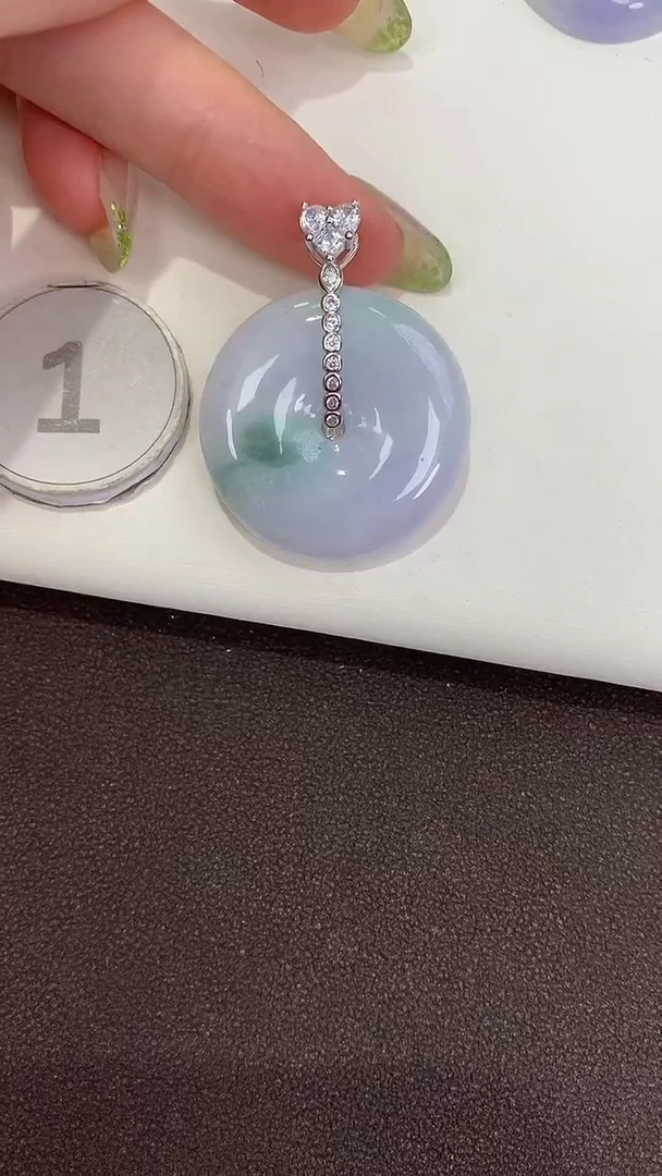 颈饰银S925镶嵌翡翠天然缅甸a货翡翠
