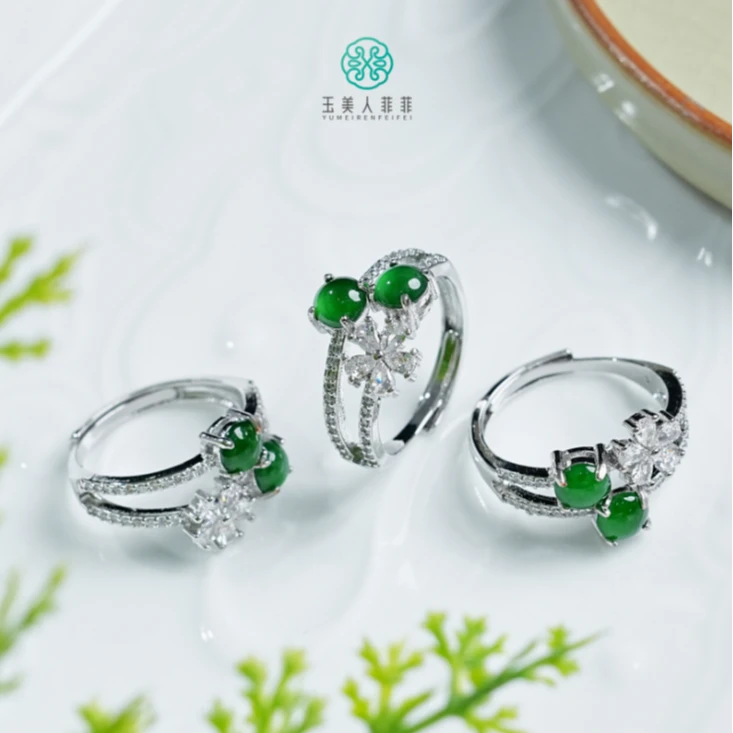 石惑珠宝%翡翠圆面戒指约5mm%多样性发一