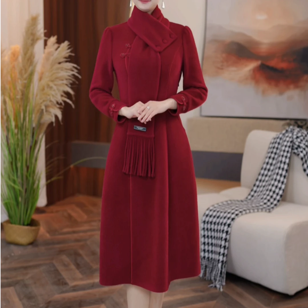 【芊霓女装】24186冬季新款改良新中式旗袍连衣裙遮肚子收腰显气质