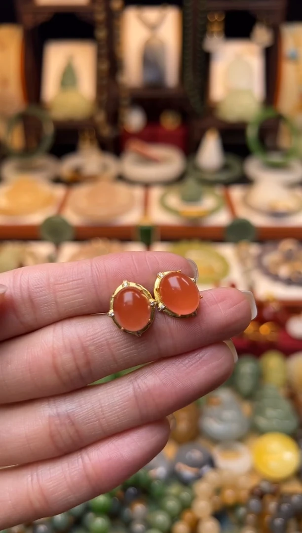 【闪购商品】南红玛瑙耳饰银S925镶嵌福利