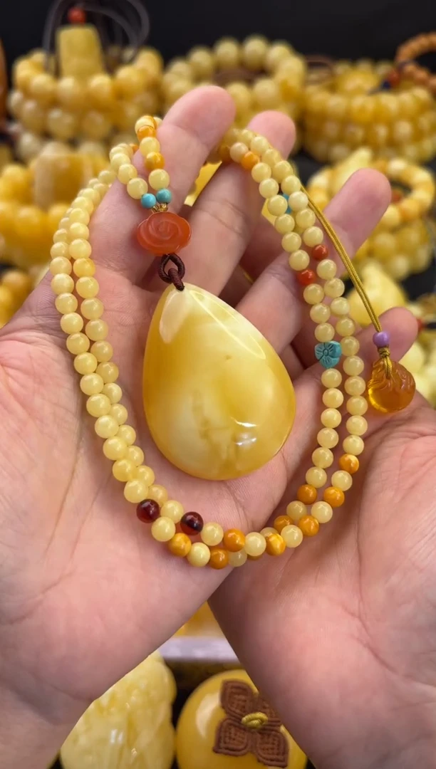 蜜蜡颈饰未镶嵌水滴套链毛衣链