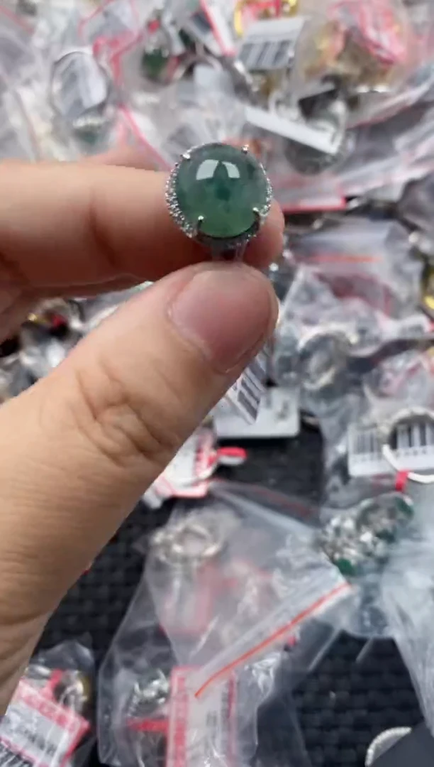 银S925镶嵌戒指翡翠7777   1