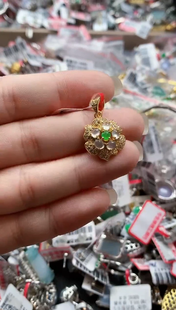 银S925镶嵌戒指翡翠天然A货缅甸翡翠