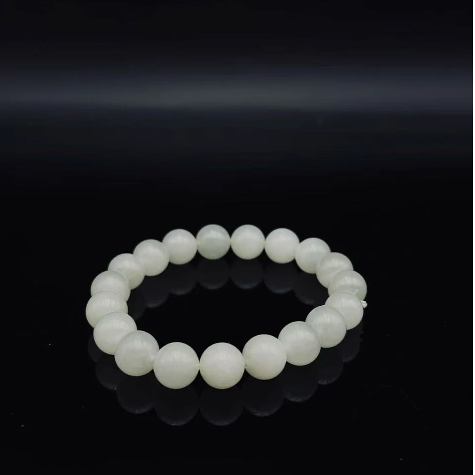 和田玉白玉圆珠手串（10mm）2199