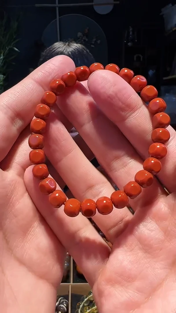【闪购商品】南红玛瑙手串未镶嵌7X9四平单圈