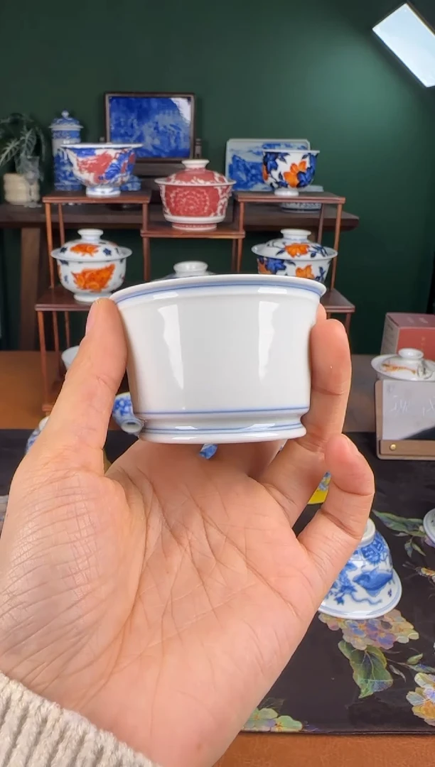 杯望月怀古。白胎    马蹄杯