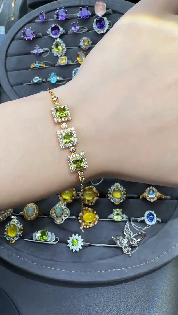 银S925镶嵌手链橄榄石【七天鉴赏期】