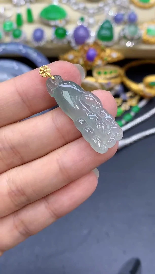颈饰18K金镶嵌翡翠183-中国好珍宝