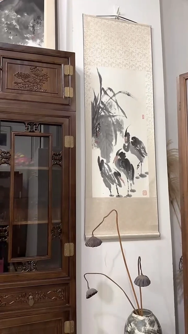 国画李贵老师绘画精品-3.6平尺精品胡鸟卷轴